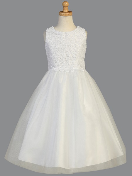 Lace Top w/Tulle Dress-Wht