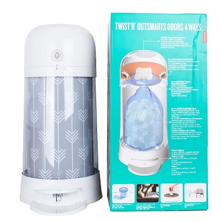 TWISTR DIAPER PAIL GREY ARROW