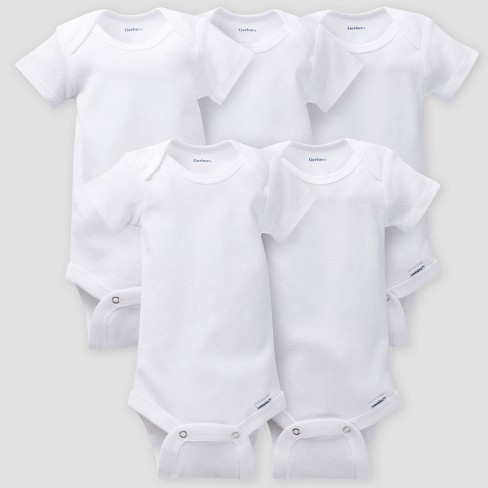 5PK WHITE ONESIE N/B