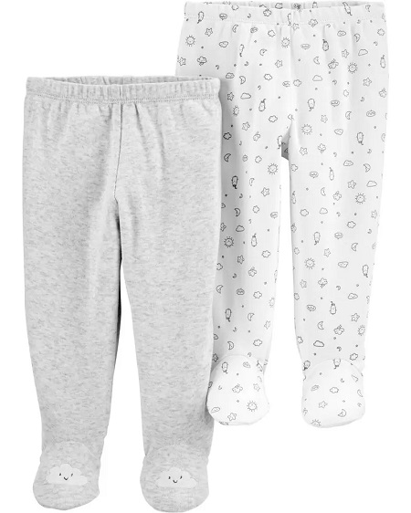 2pk Footed Pants Grey