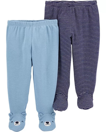 2pk Footed Pants Blue