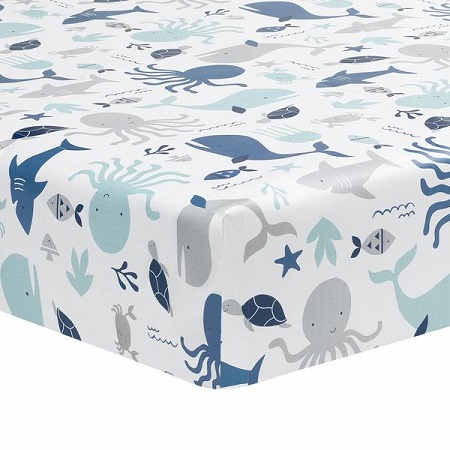 OCEAN BLUE FITTED CRIB SHEET