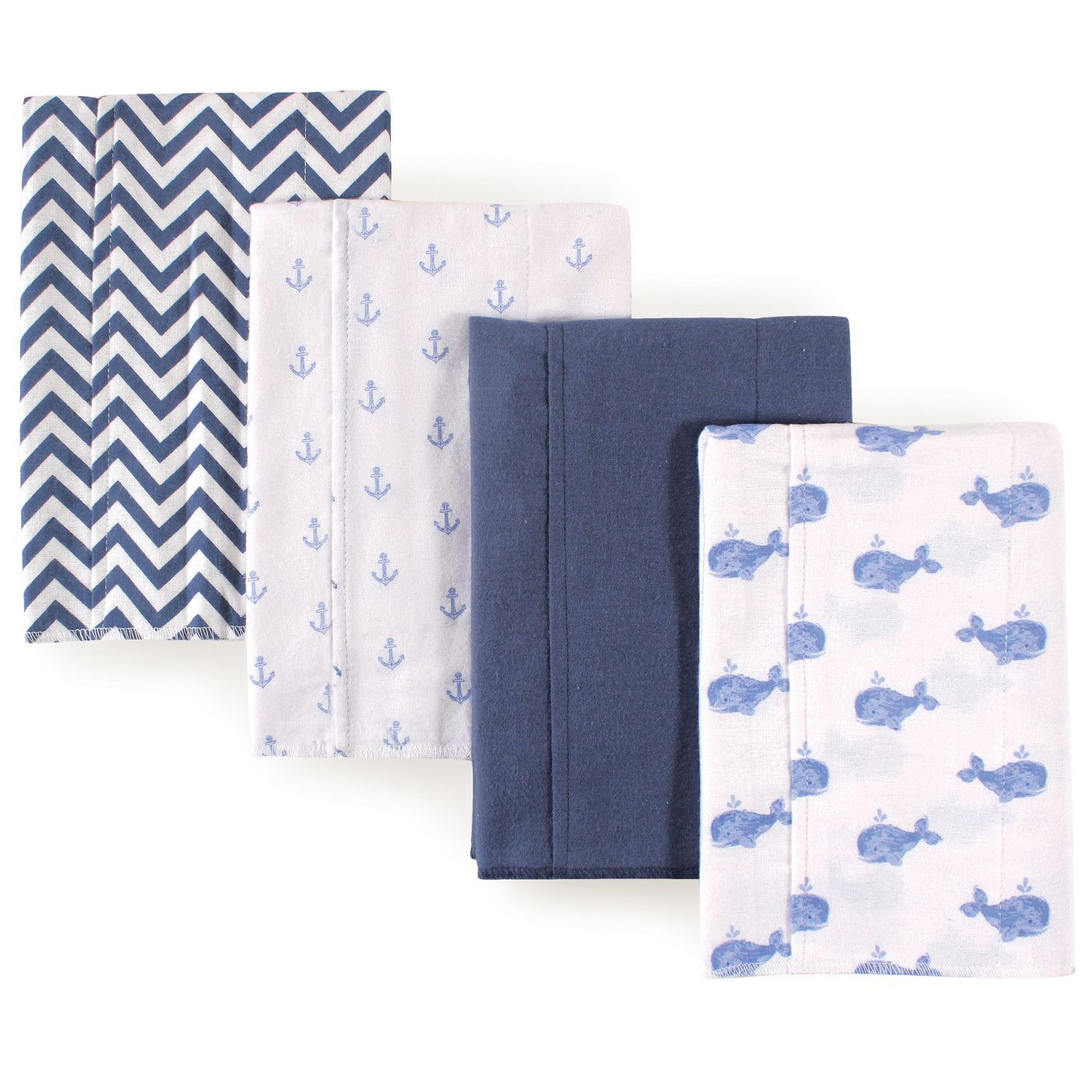 BURP CLOTH WHALE 4pk