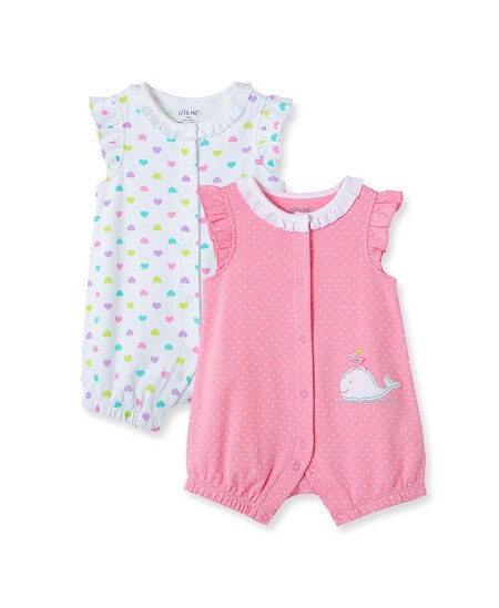 Whale 2pk Rompers
