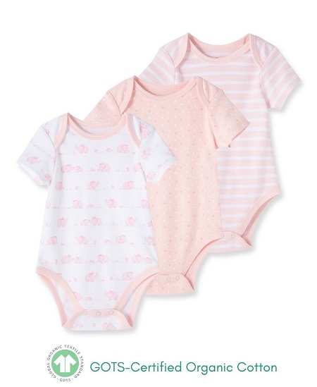 LM Elephant 3pk Bsuits-Pnk