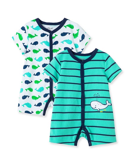 Whale 2pk Rompers