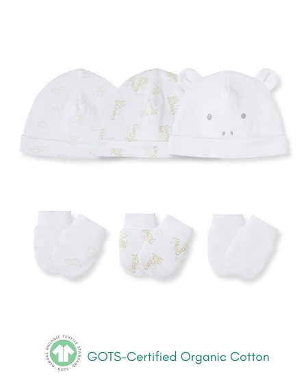 LM Wht 6pc Hat/Mitten Set
