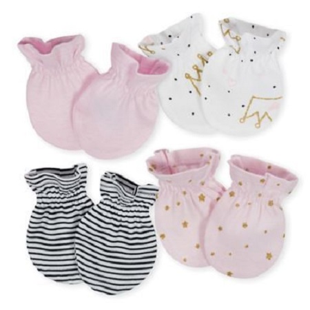 GB 4pk Mitten Princess Girl 0-3m