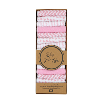 16PK WASHCLOTH PINK