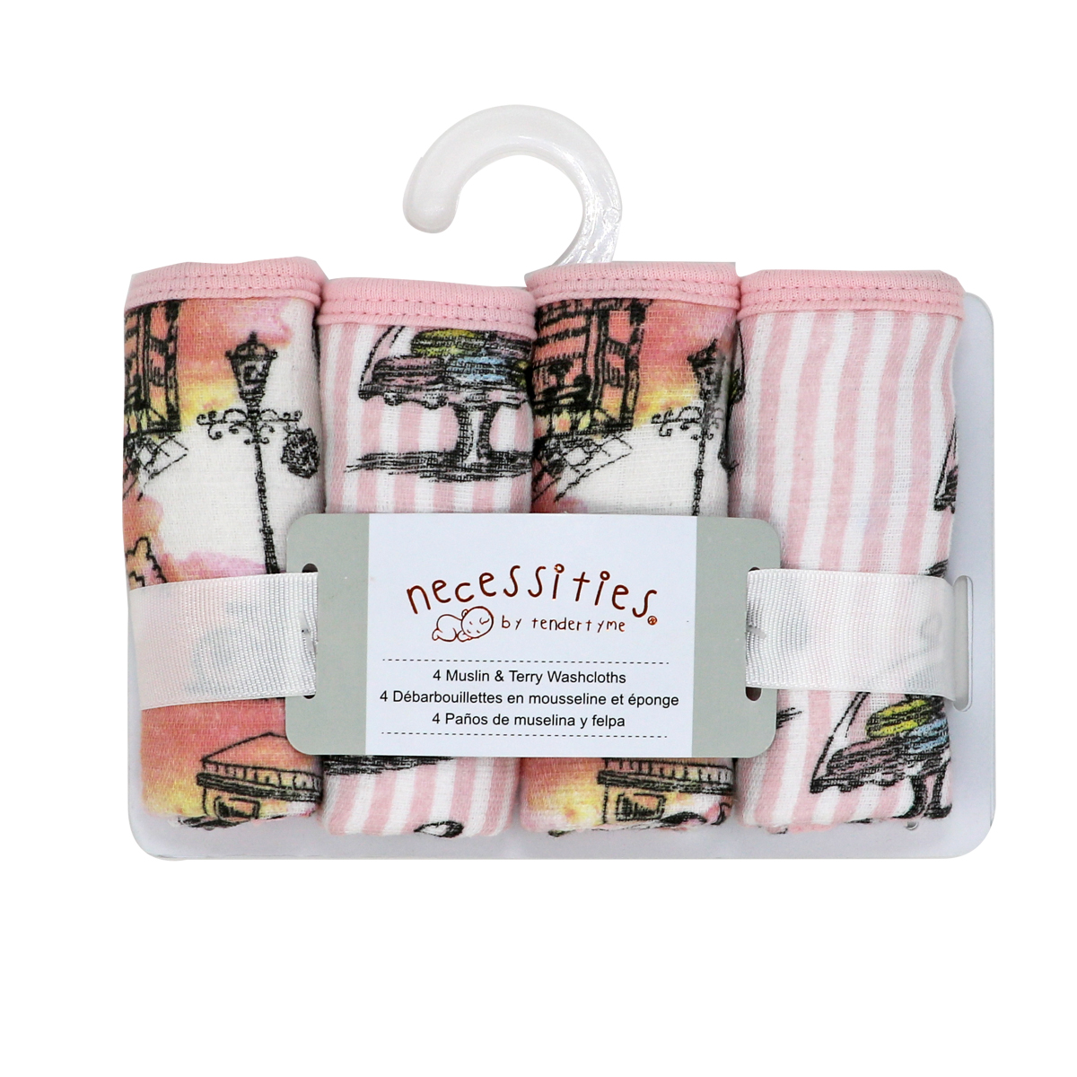 4PK MUSLIN WASHCLOTH PINK