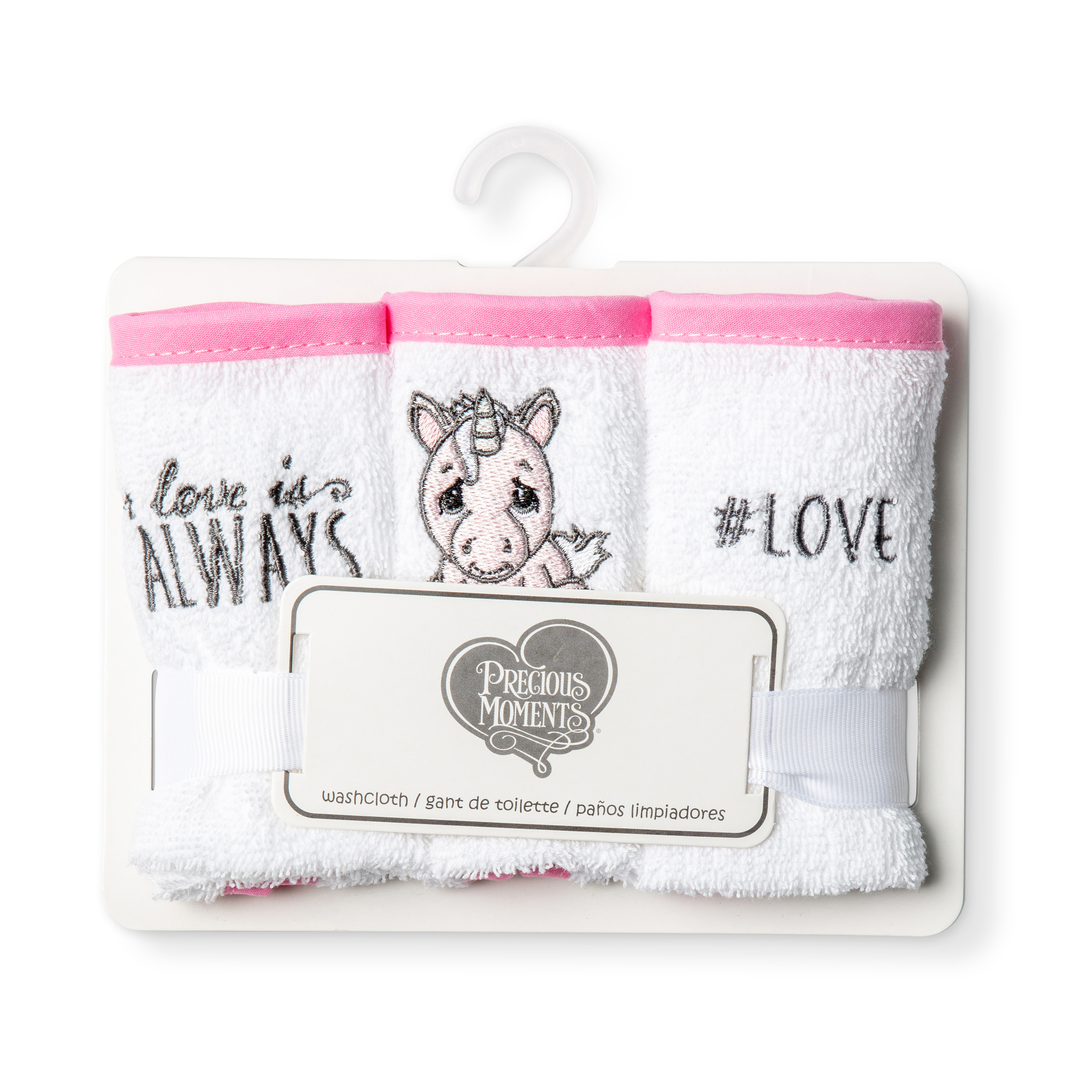 3PK WASHCLOTH UNICORN