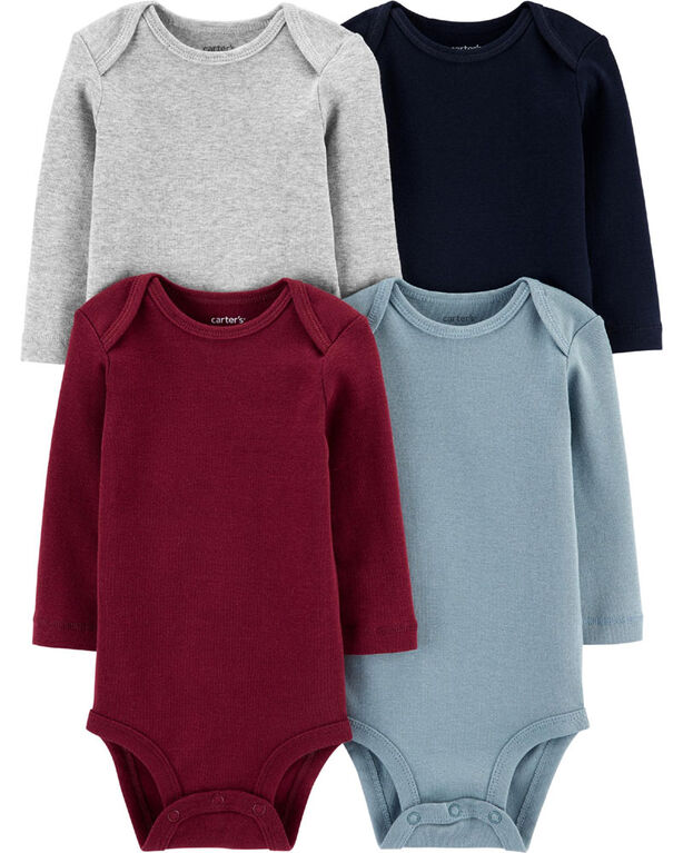 CARTERS 4PK L/S ONESIES