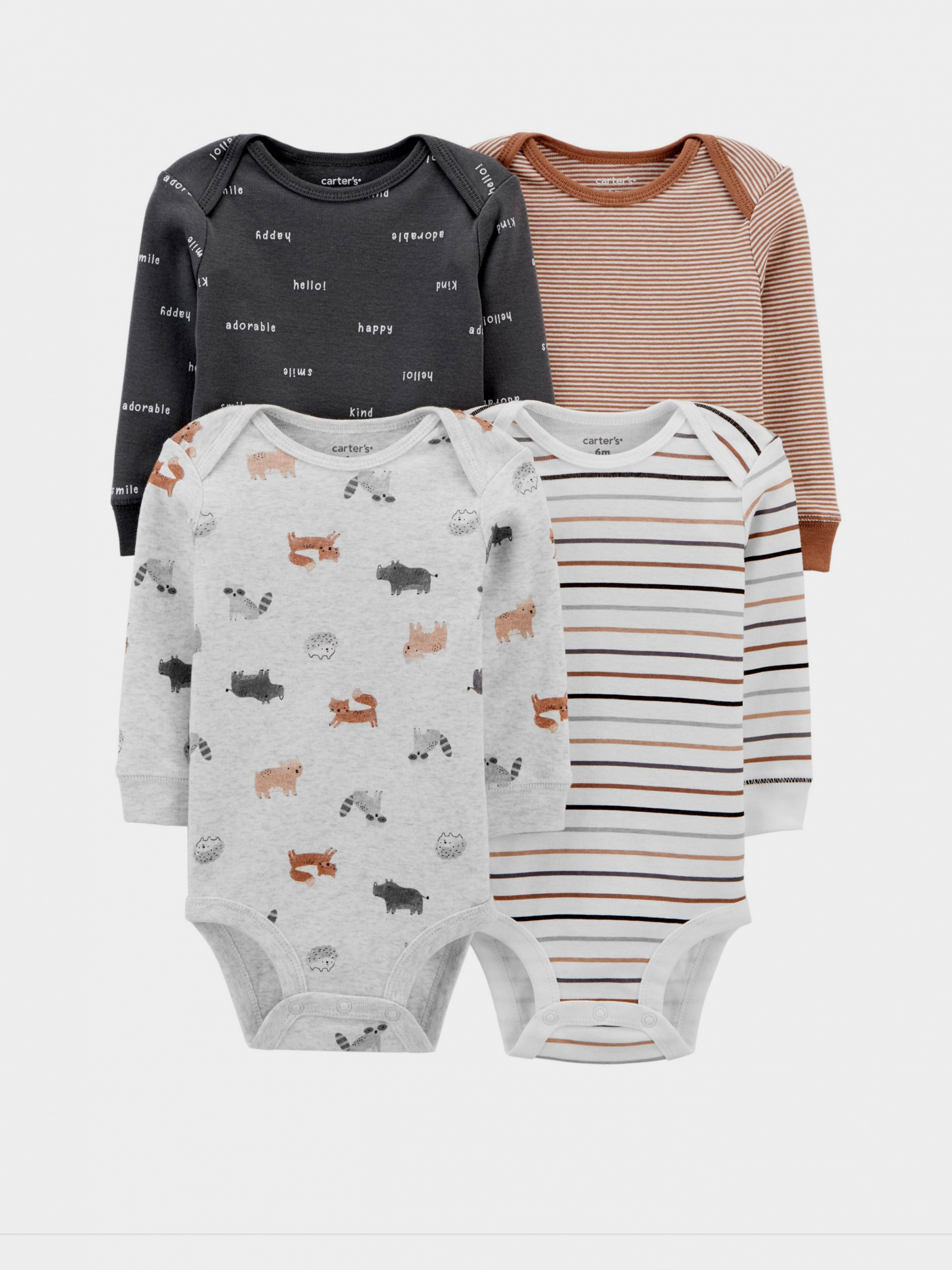CARTERS 4PK L/S ONESIES
