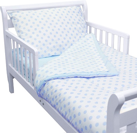 4pc Toddler Bed Set-Blue Dots