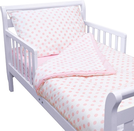 4pc Toddler Bed Set-Pink Dots