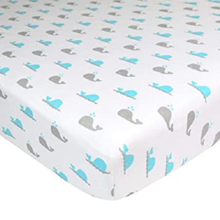 Crib Sheet-Aqua Whale