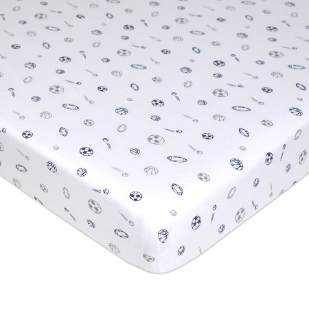 Crib Sheet-Gry/Nvy Sports