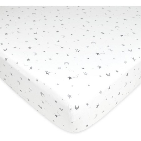 Crib Sheet-Gray Stars&Moon