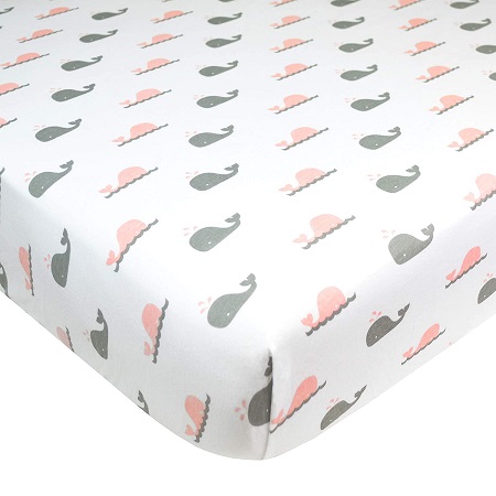 Crib Sheet-Pnk/Gry Whale