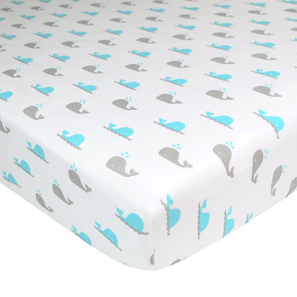 CRIB SHEET AQUA WHALE