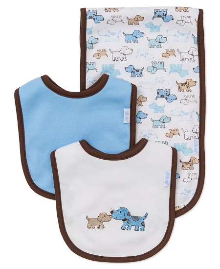 CUTE PUPPIES BIB/BURP SET