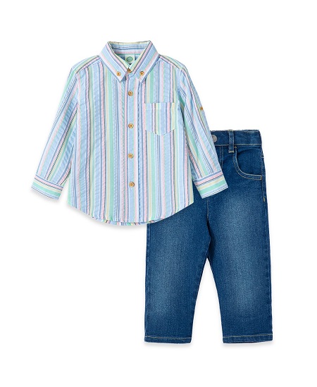 Multi Stripe Woven Pant Set