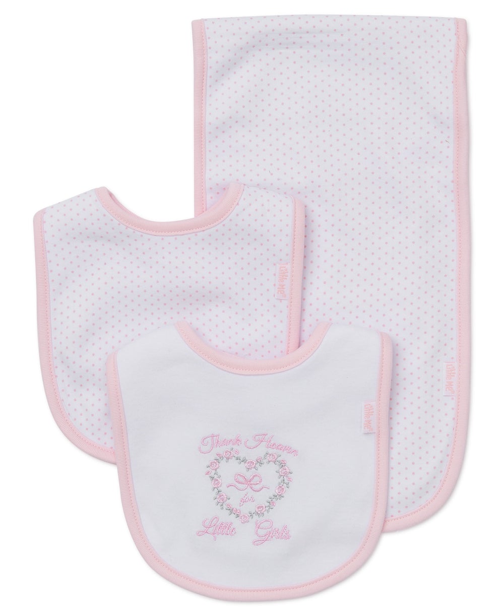 Girls Thanks Bib Burp Set