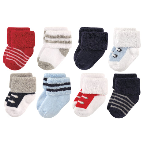 Terry Sock 8Pk  Red/Navy  0-6