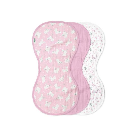 Muslin Burp Cloth Pink Bunny 3pk