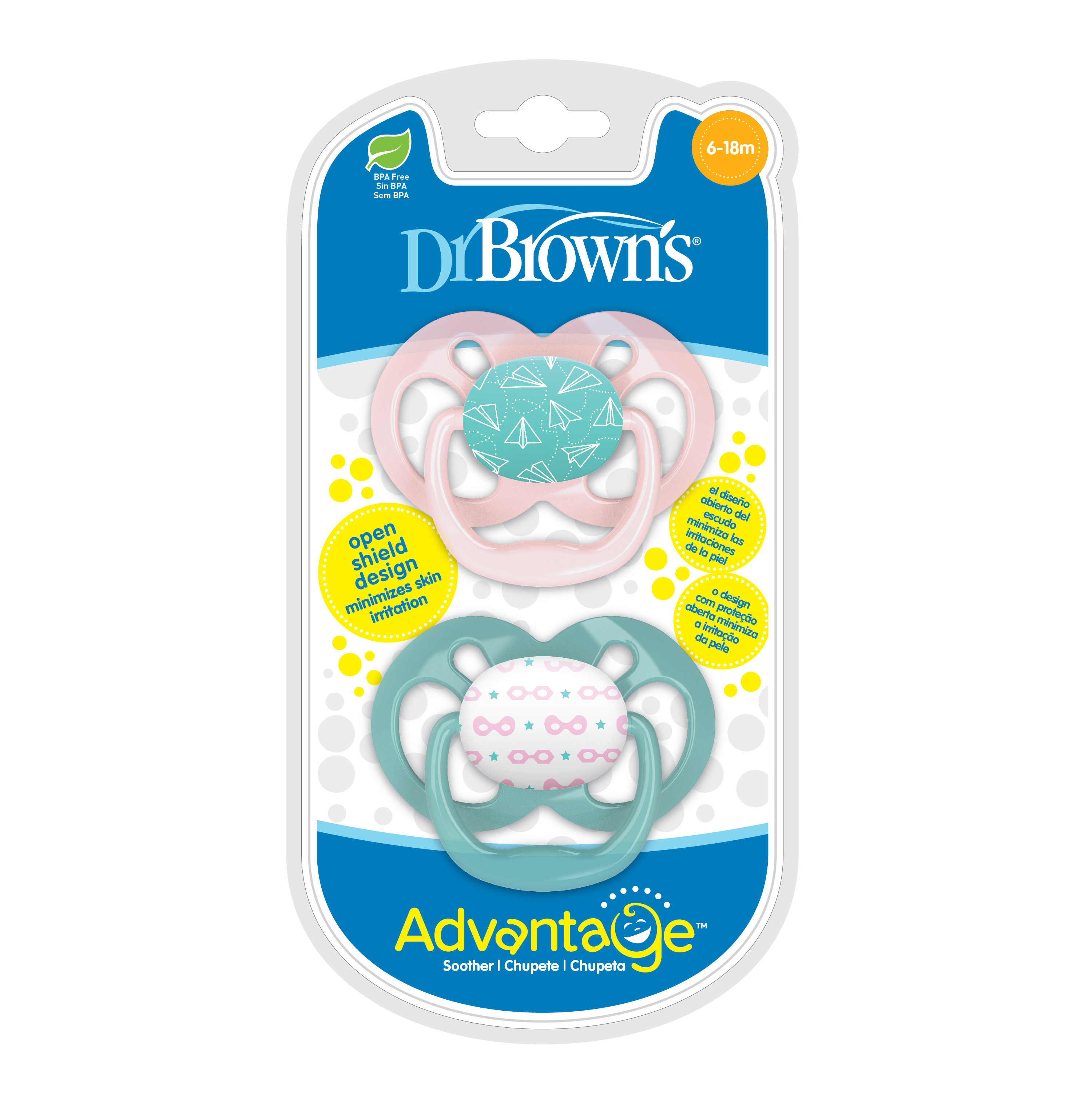 DrBrown Adv. Pacifiers 2pk PNK