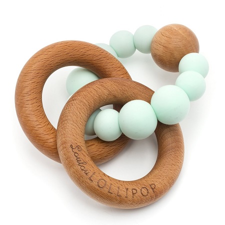 BUBBLE SILICONE WOOD TEETHER MIN