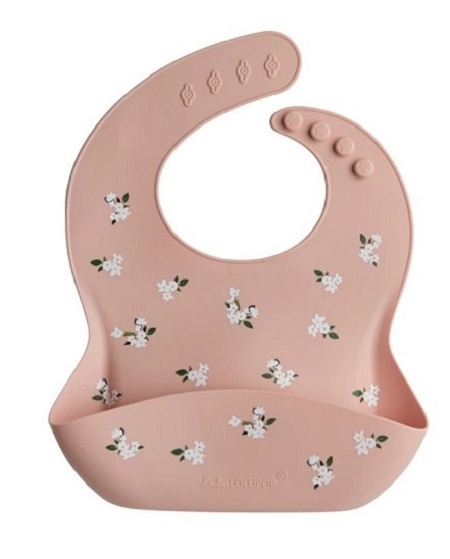 SILICONE BIB WHITE FLOWER