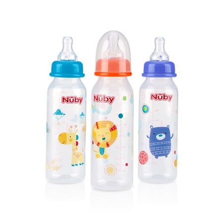 Nuby 3pk 8oz Printed Bottle