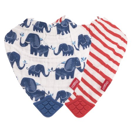 Nuby 2pk Muslin Bib W Teether