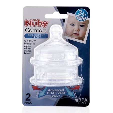 Nuby Comfort Nipples 2pk 3m+