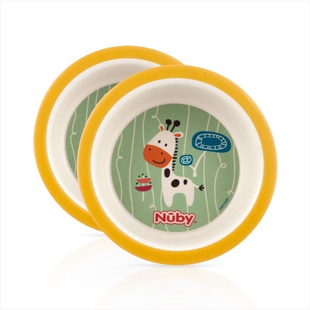 Nuby Bamboo Printed Bowl 2pk