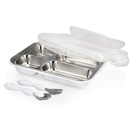 Nuby SS Sectioned Plate Wht