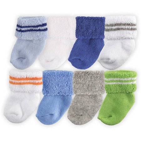 Solid & Stripe Cuff Sock 8Pk