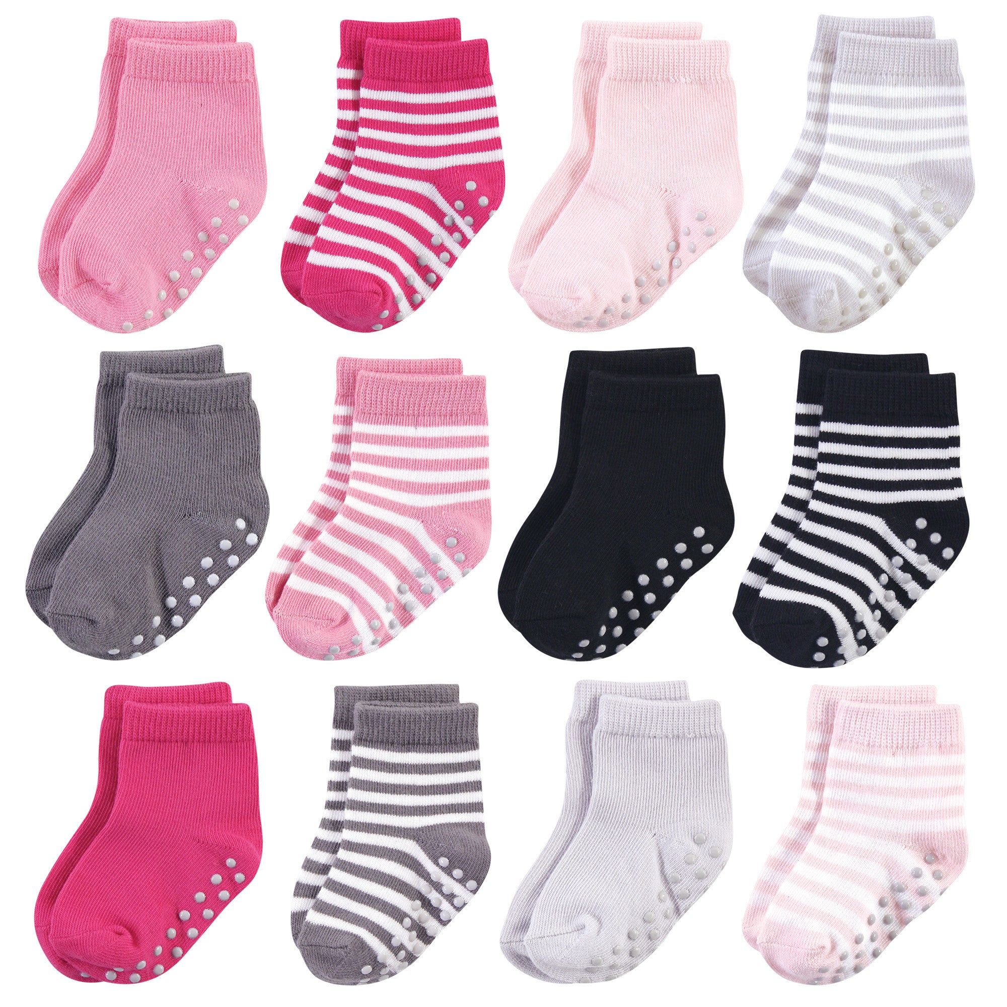 Organic Sock 12pk  Pink/Black