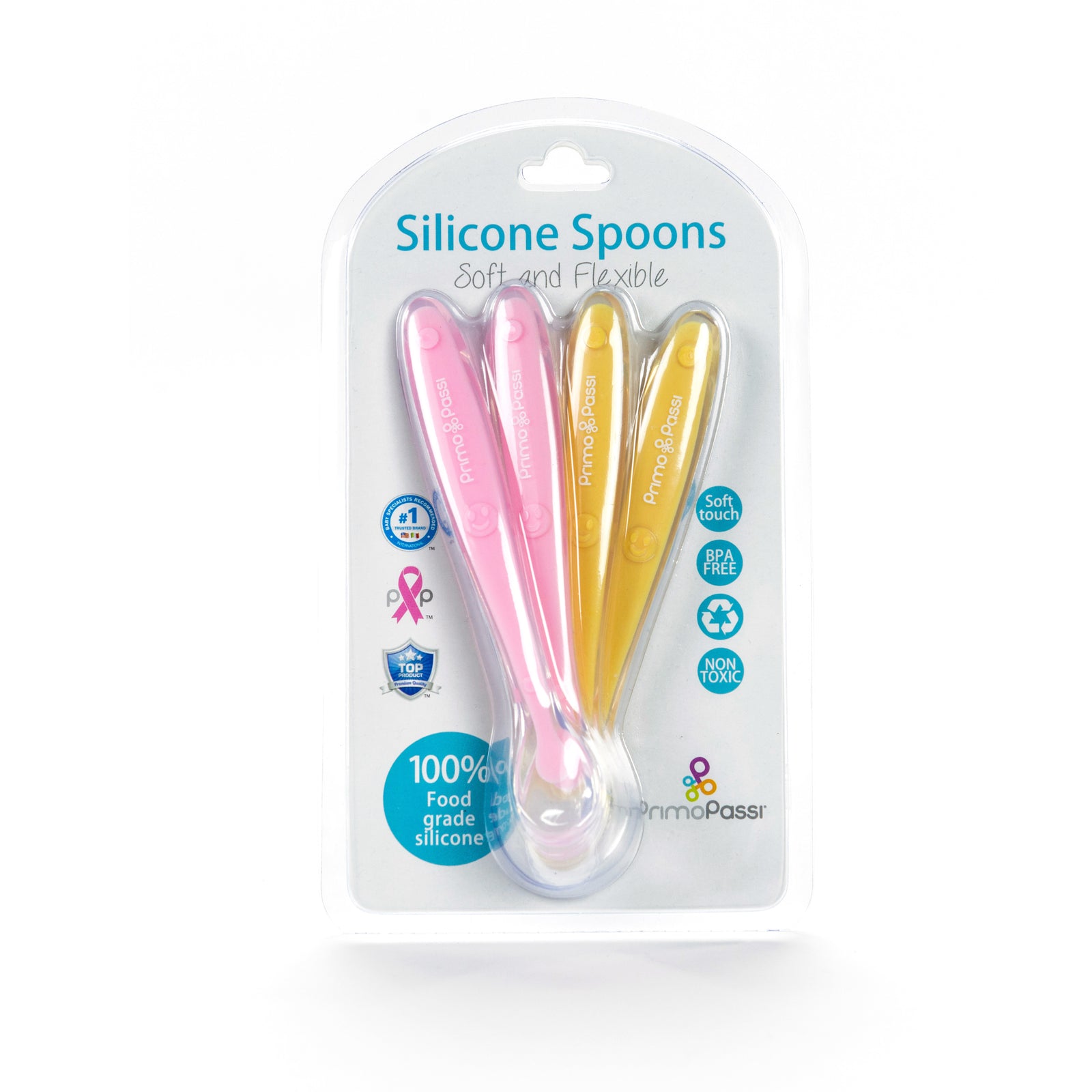 Silicone Spoon 4pk Pink/Yellow