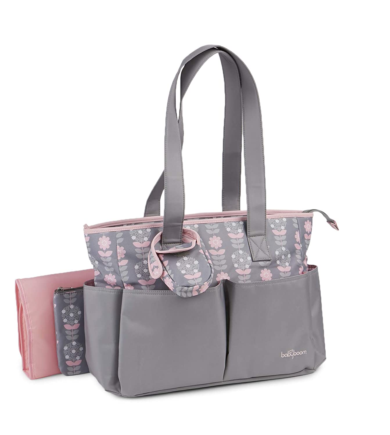 4in1 Diaper Bag set Grey/Pink