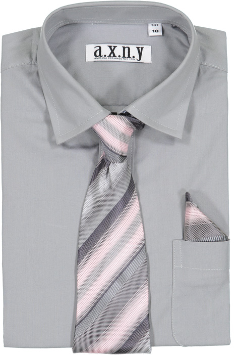 SHIRT W TIE GRAY