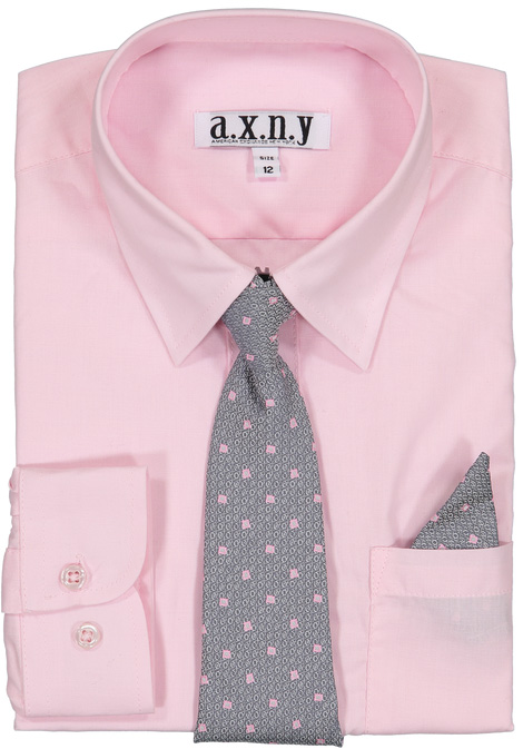 SHIRT W TIE PINK