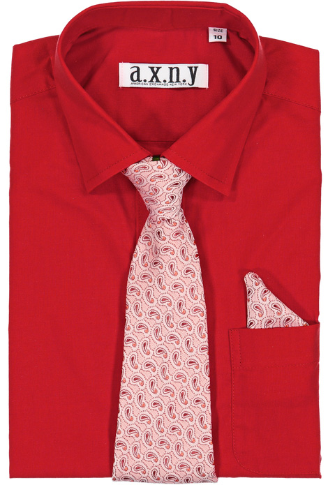 SHIRT W TIE RED