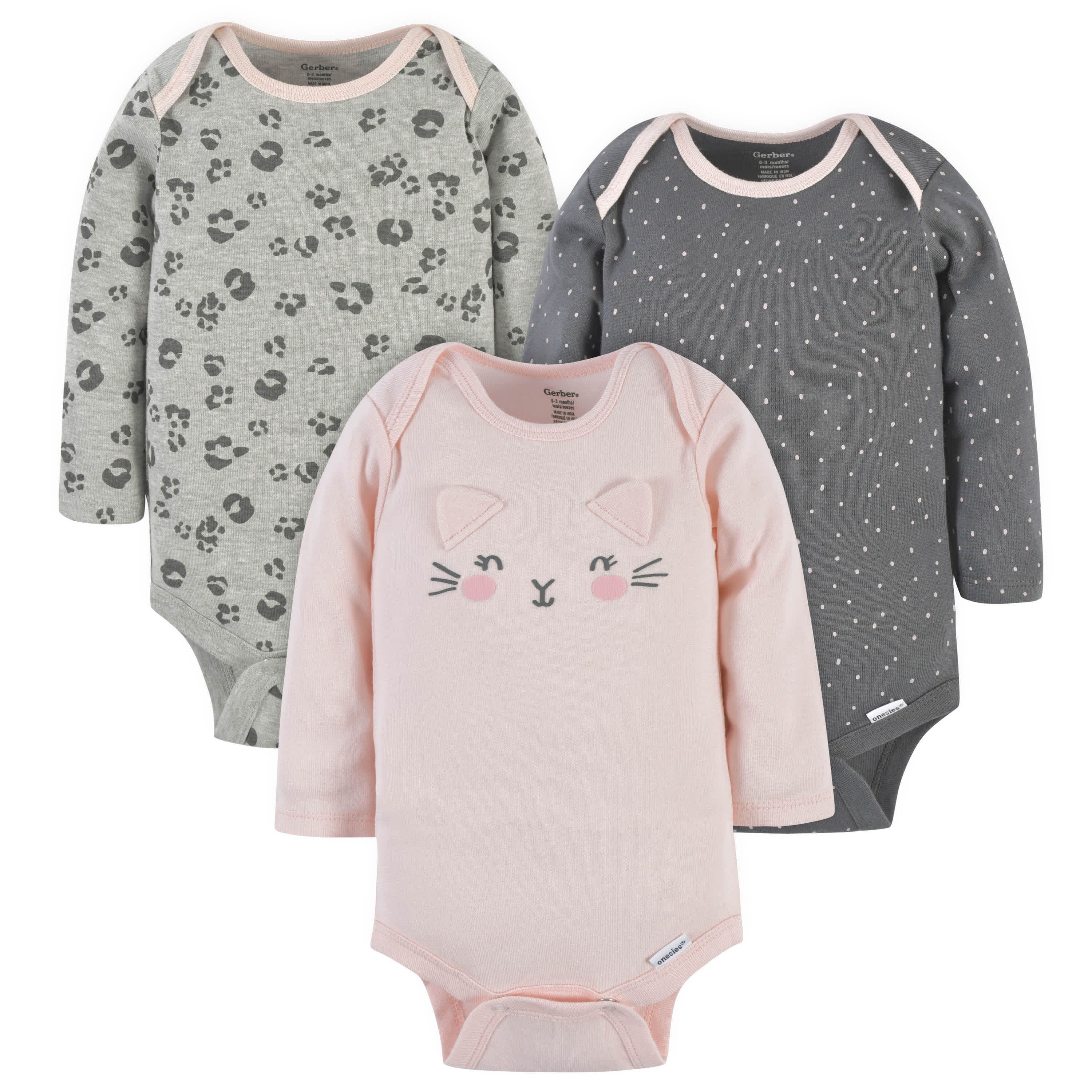 GB 3PK ONESIES LEOPARD