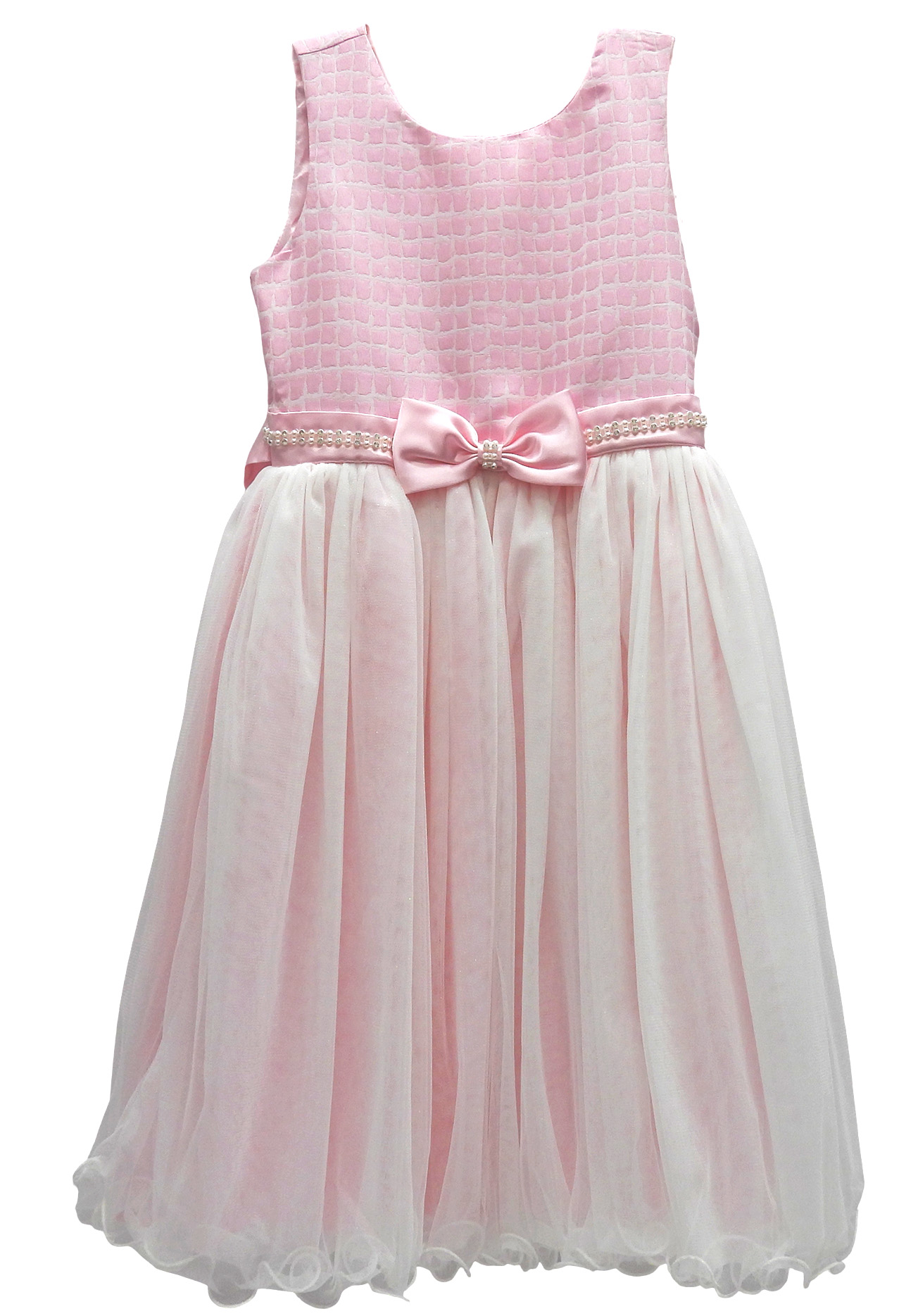 PINK WHITE DRESS W BOW