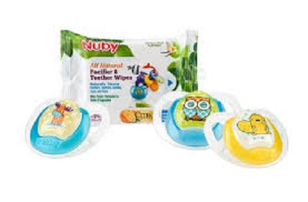 Nuby 3pk Pacifier W Wipes