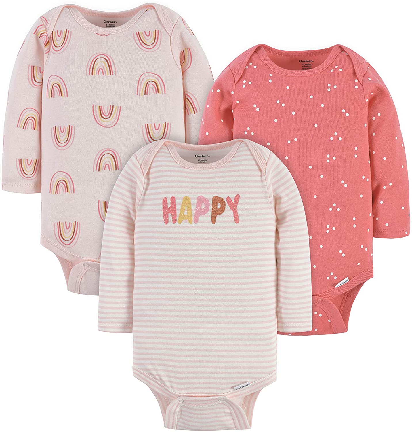 GB 3PK BODYSUITS APPLE