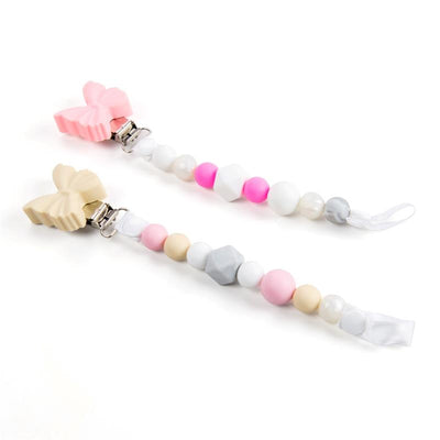 Silicone Pacifier Clip Girl 2Pk