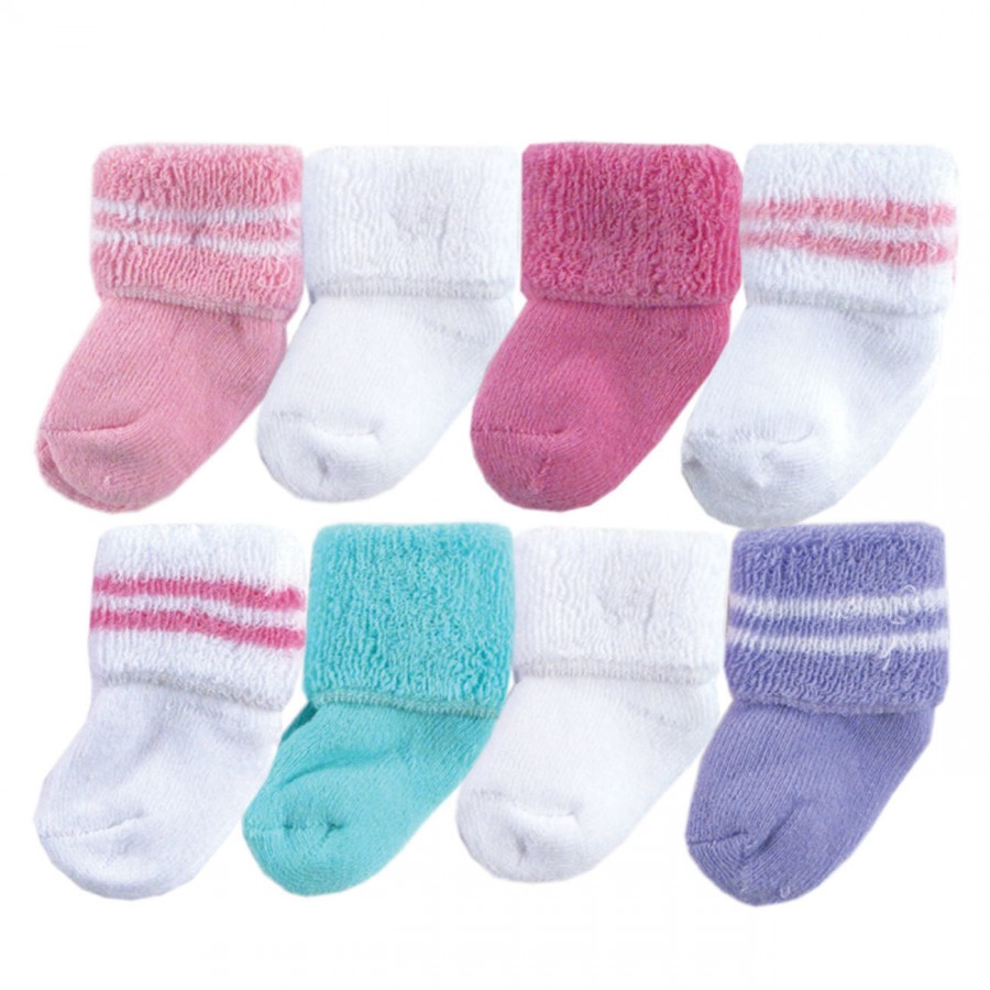 Solid & Stripe Cuff Sock 8Pk